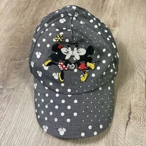 Disney Gray Polka Dot Hat with Mickey and Minnie